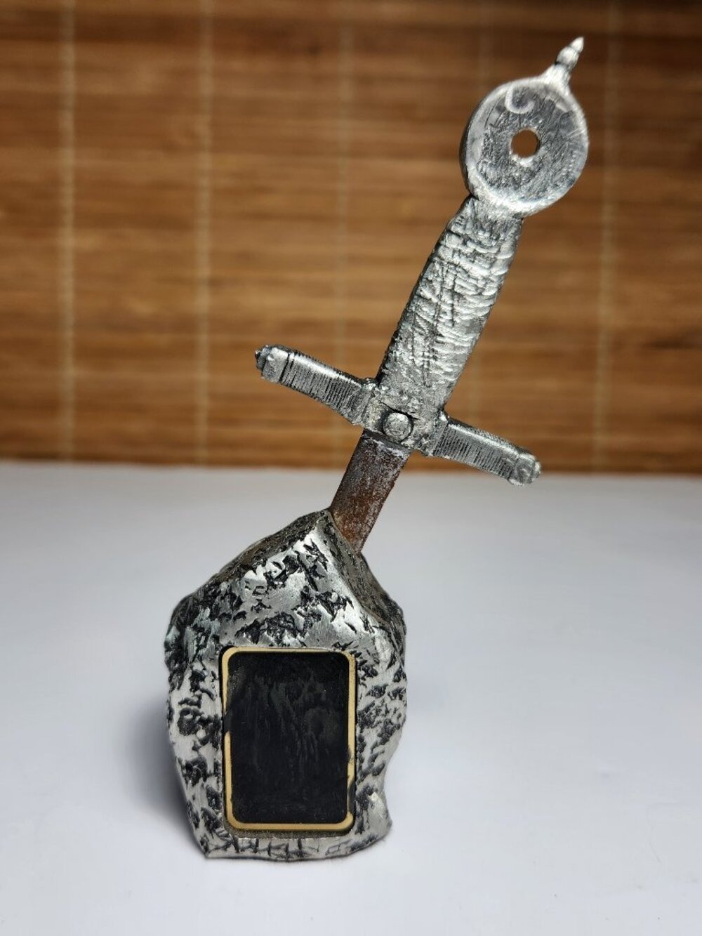 Sword in the Stone Letter Opener Figurine Heavy Metal Fantasy Desk Ornament Vtg
